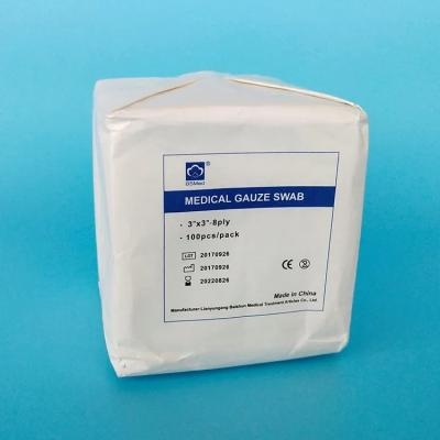 ประเทศจีน 3*3'' Professional Fabricators Bleaching 8ply Non Sterile Absorbent Gauze Compress Swab ผู้ผลิต
